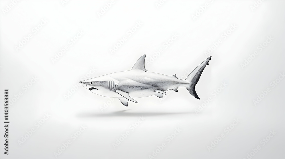 Pixelated Shark Silhouette Against White Background Pixelated Shark Silhouette Against White Background