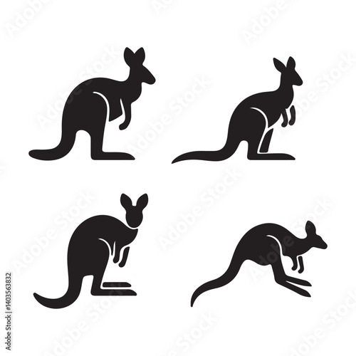kangaroo silhouettes vector