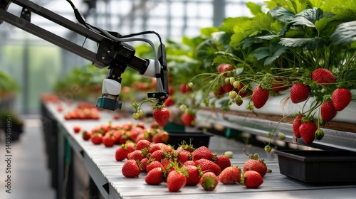 Robotic Arm Harvesting Strawberries in Greenhouse