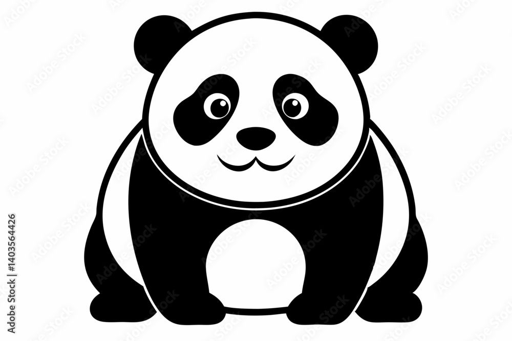 panda silhouette line art vector illustration with a white background panda silhouette line art vector illustration with a white background