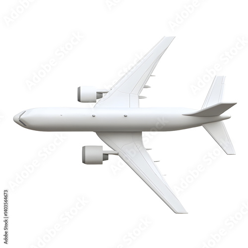White plane. Aircraft icon. 3d rendering isolated on white background. Cartoon plastic style icon