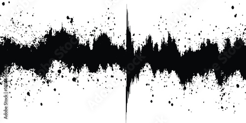 Wallpaper Mural Vector black grunge soundwave with ink splatter effect white background. Black ink splatter grunge design element, transparent background, vector illustration, Torontodigital.ca
