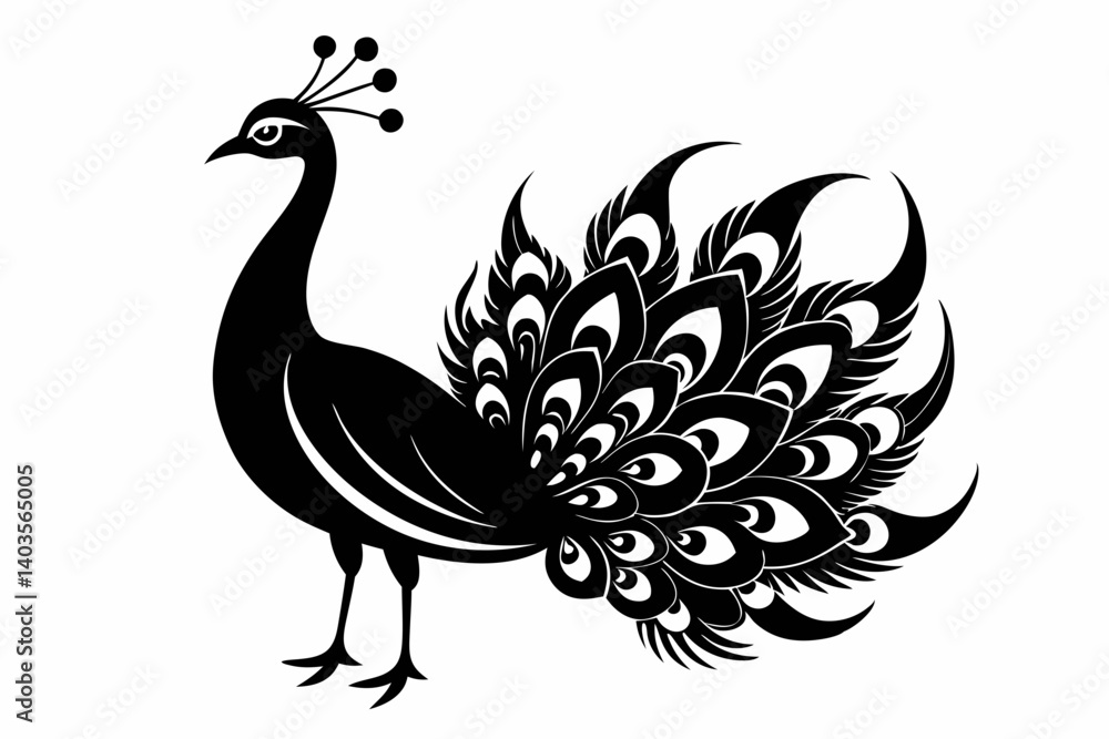 peacock silhouette line art vector illustration with a white background peacock silhouette line art vector illustration with a white background
