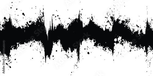 Wallpaper Mural Vector black grunge soundwave with ink splatter effect white background. Black ink splatter grunge design element, transparent background, vector illustration, Torontodigital.ca