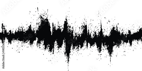 Wallpaper Mural Vector black grunge soundwave with ink splatter effect white background. Black ink splatter grunge design element, transparent background, vector illustration, Torontodigital.ca