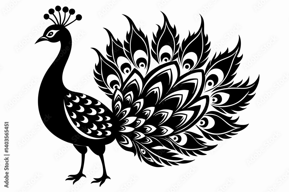 peacock silhouette line art vector illustration with a white background peacock silhouette line art vector illustration with a white background