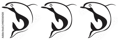 Dolphin Fish Stylized Hook Design. Isolated On Transparent Background.