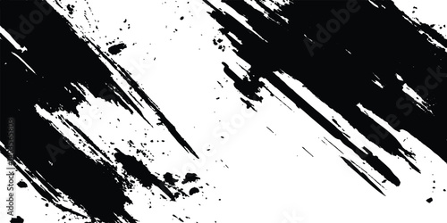 Vector grunge texture white transparent background. Black and white paintbrush strokes white transparent background. scratches for wallpaper, paint splatter template, dirt banner, watercolor design.