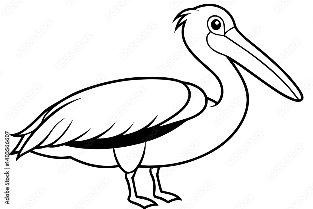 Fototapeta premium pelican silhouette line art vector illustration with a white background