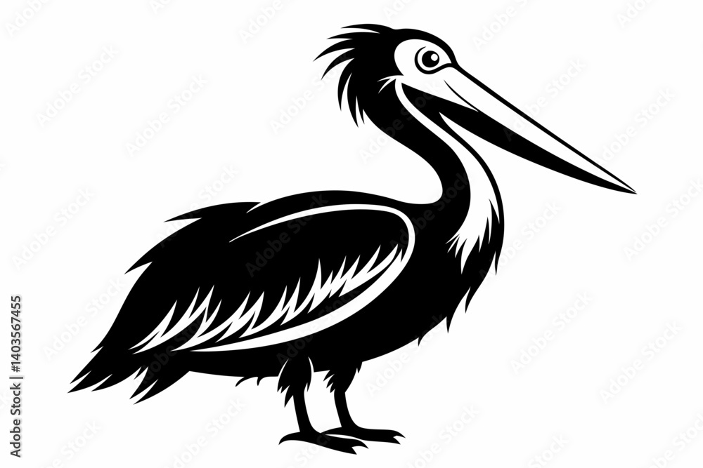 pelican silhouette line art vector illustration with a white background pelican silhouette line art vector illustration with a white background