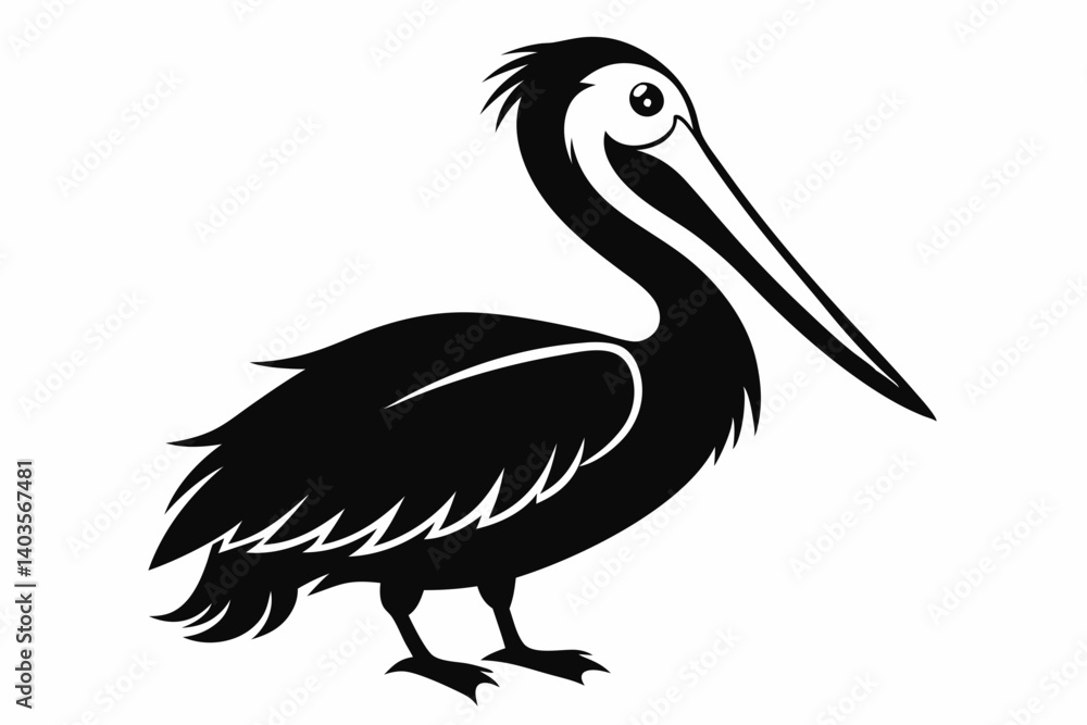 pelican silhouette line art vector illustration with a white background pelican silhouette line art vector illustration with a white background