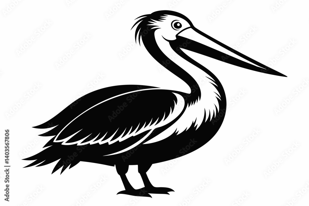 pelican silhouette line art vector illustration with a white background pelican silhouette line art vector illustration with a white background