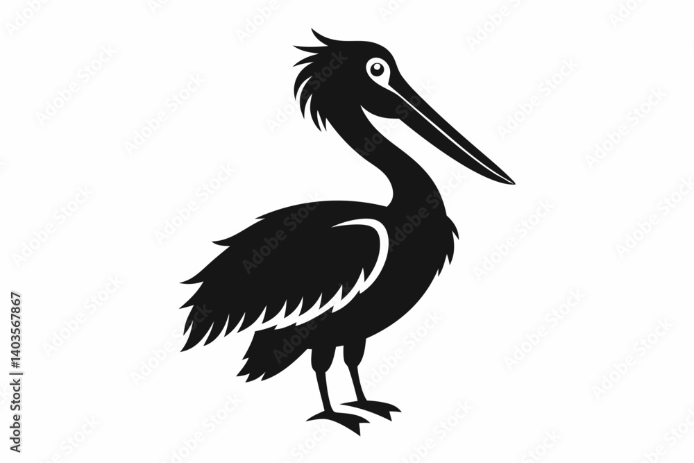 pelican silhouette line art vector illustration with a white background pelican silhouette line art vector illustration with a white background
