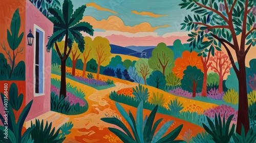 A beautifully drawn oil painting of landscape in the style of masterpiece, with bright, soft pastel and abstract colors