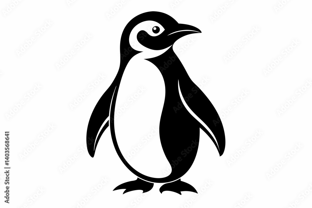 Naklejka premium penguin silhouette line art vector illustration with a white background