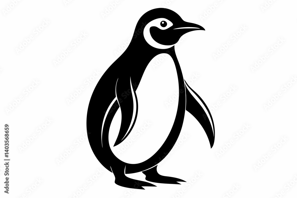 Naklejka premium penguin silhouette line art vector illustration with a white background