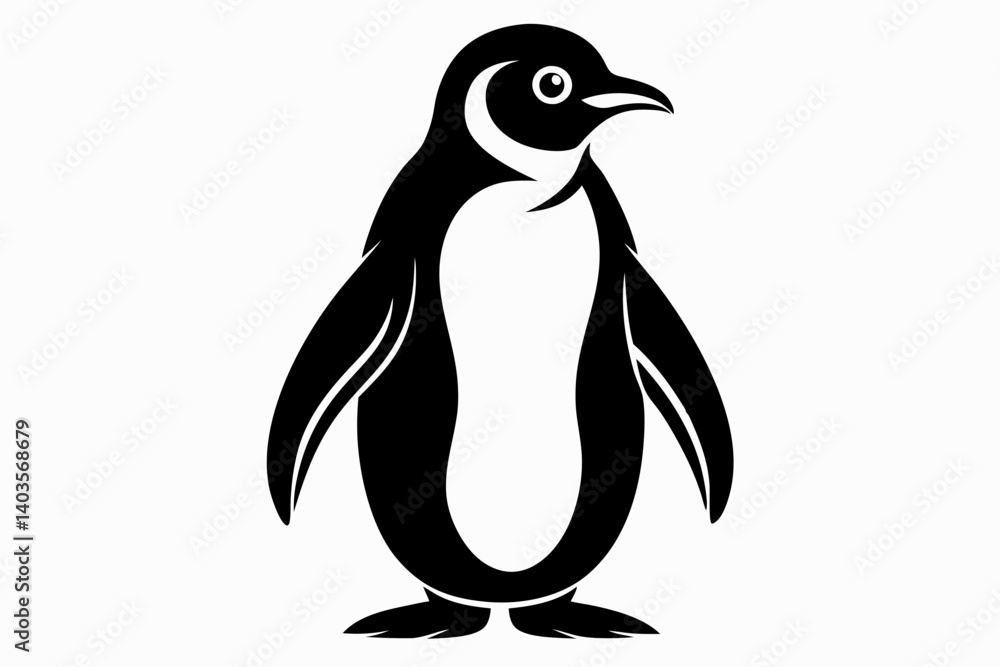 Obraz premium penguin silhouette line art vector illustration with a white background