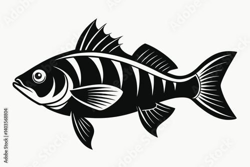 perch silhouette line art vector illustration with a white background