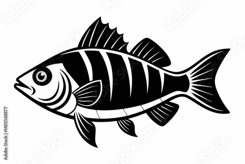 perch silhouette line art vector illustration with a white background