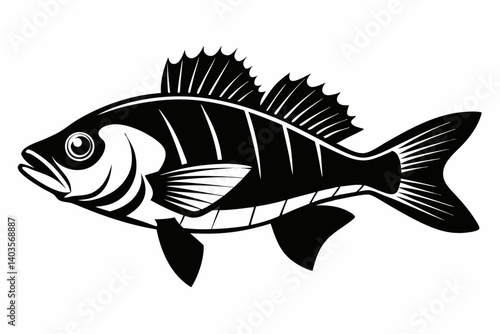 perch silhouette line art vector illustration with a white background