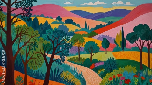 A beautifully drawn oil painting of landscape in the style of masterpiece, with bright, soft pastel and abstract colors