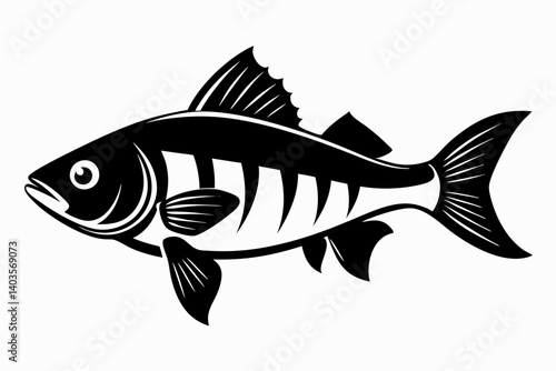 perch silhouette line art vector illustration with a white background