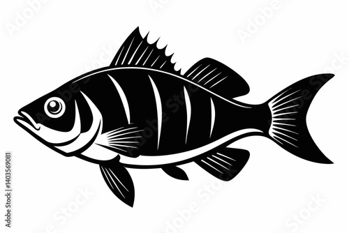 perch silhouette line art vector illustration with a white background
