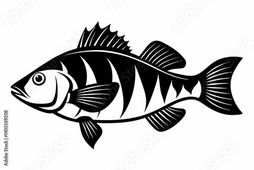 perch silhouette line art vector illustration with a white background