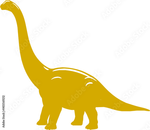Yellow dinosaur animal vector art illustration.
