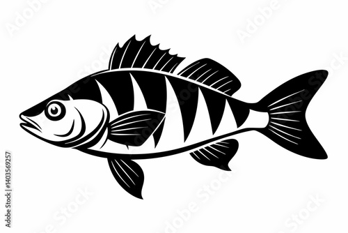 perch silhouette line art vector illustration with a white background