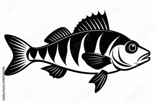 perch silhouette line art vector illustration with a white background