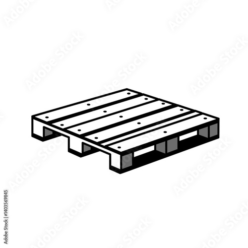 Wooden Pallet: A minimalistic depiction of a wooden pallet, a fundamental element in logistics and shipping, showcases its sturdy design and utilitarian purpose. 