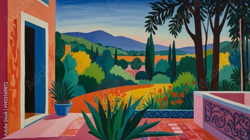 A beautifully drawn oil painting of landscape in the style of masterpiece, with bright, soft pastel and abstract colors