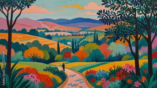 A beautifully drawn oil painting of landscape in the style of masterpiece, with bright, soft pastel and abstract colors