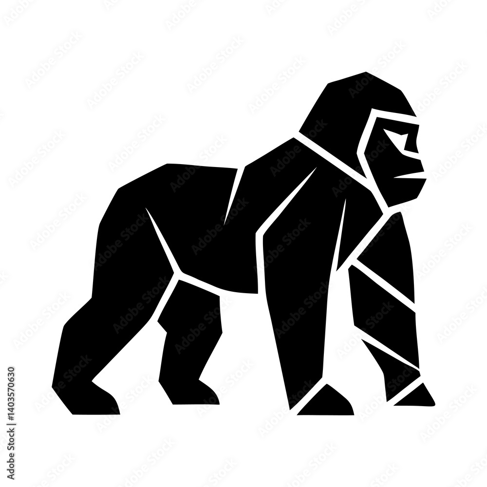 Fototapeta premium Majestic gorilla silhouette on white background 