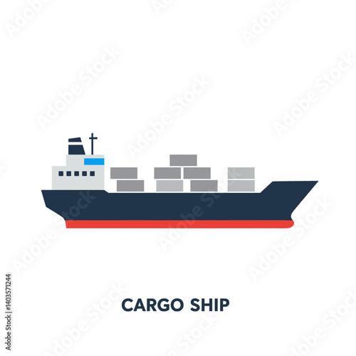 Cargo Ship: An overhead view of a robust cargo ship sails across the ocean, meticulously laden with cargo containers. This image encapsulates the efficiency and global reach of maritime transport.