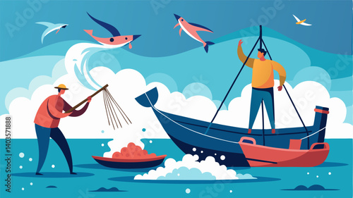 The scent of saler and freshly caught fish fills the air as fishermen tend to their boats.