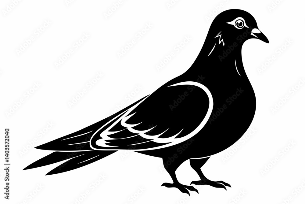 pigeon silhouette line art vector illustration with a white background pigeon silhouette line art vector illustration with a white background