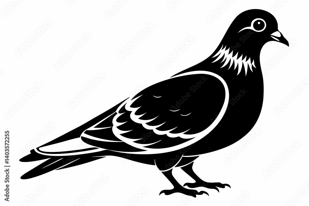 Fototapeta premium pigeon silhouette line art vector illustration with a white background