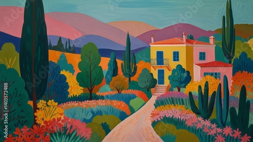 A beautifully drawn oil painting of landscape in the style of masterpiece, with bright, soft pastel and abstract colors
