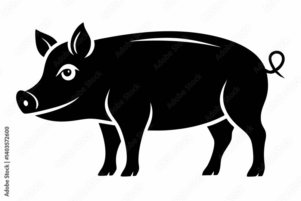 pig silhouette line art vector illustration with a white background pig silhouette line art vector illustration with a white background