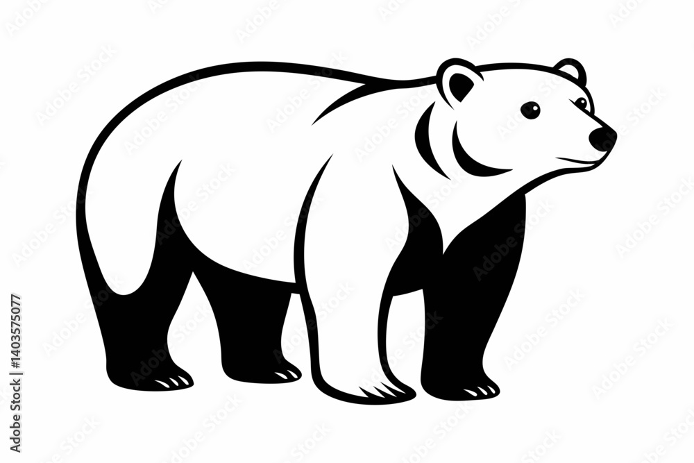 Fototapeta premium polar bear silhouette line art vector illustration with a white background