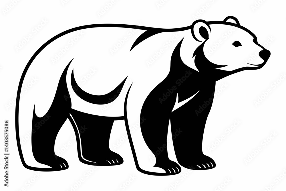 Obraz premium polar bear silhouette line art vector illustration with a white background