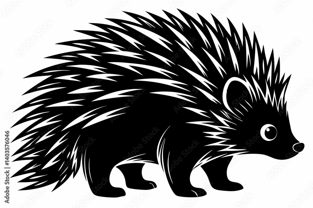 porcupine silhouette line art vector illustration with a white background porcupine silhouette line art vector illustration with a white background