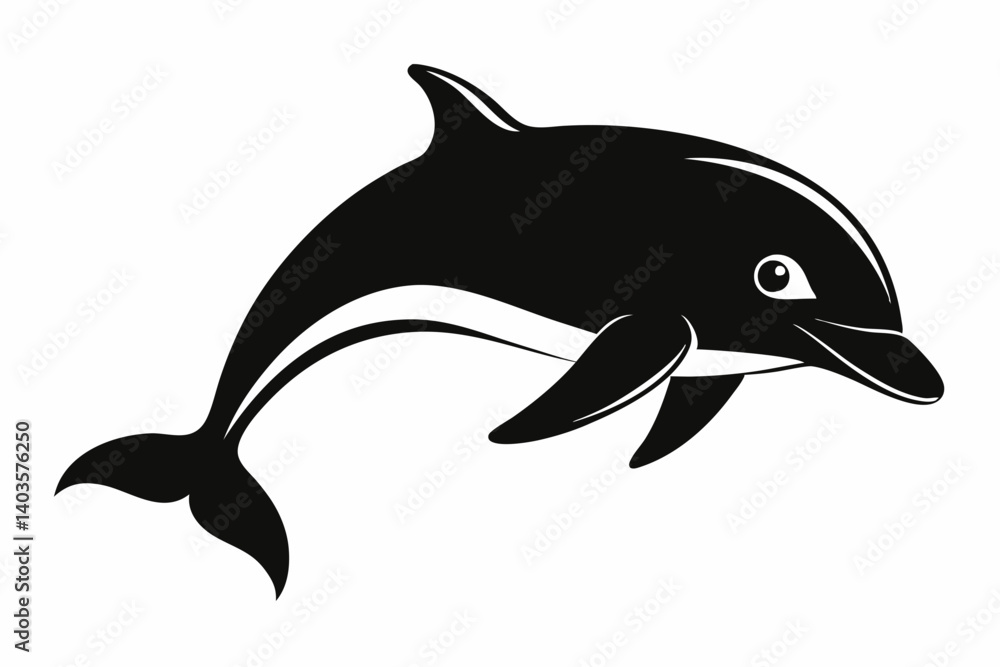 Fototapeta premium porpoise silhouette line art vector illustration with a white background