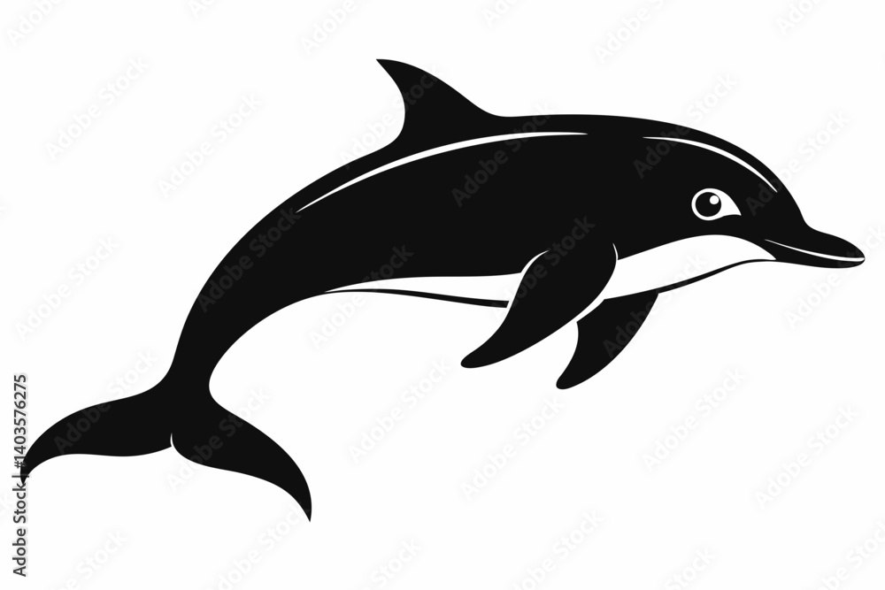 Fototapeta premium porpoise silhouette line art vector illustration with a white background