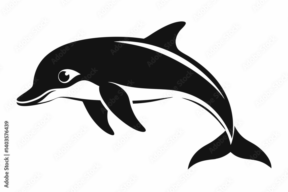 Naklejka premium porpoise silhouette line art vector illustration with a white background
