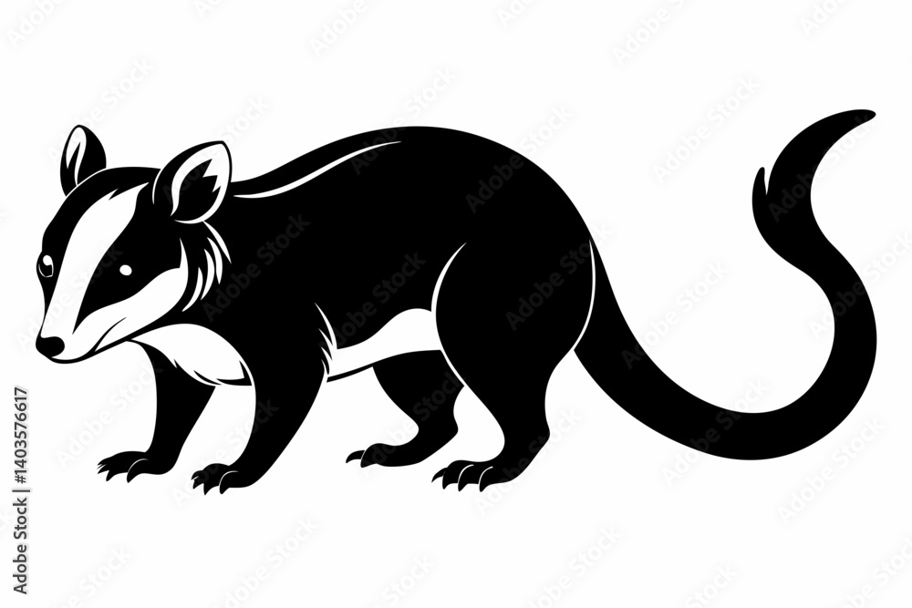 Obraz premium possum silhouette line art vector illustration with a white background