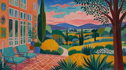 A beautifully drawn oil painting of landscape in the style of masterpiece, with bright, soft pastel and abstract colors