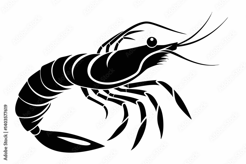 prawn silhouette line art vector illustration with a white background prawn silhouette line art vector illustration with a white background